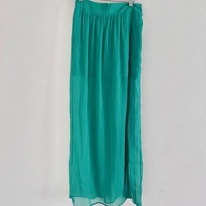Green long skirt